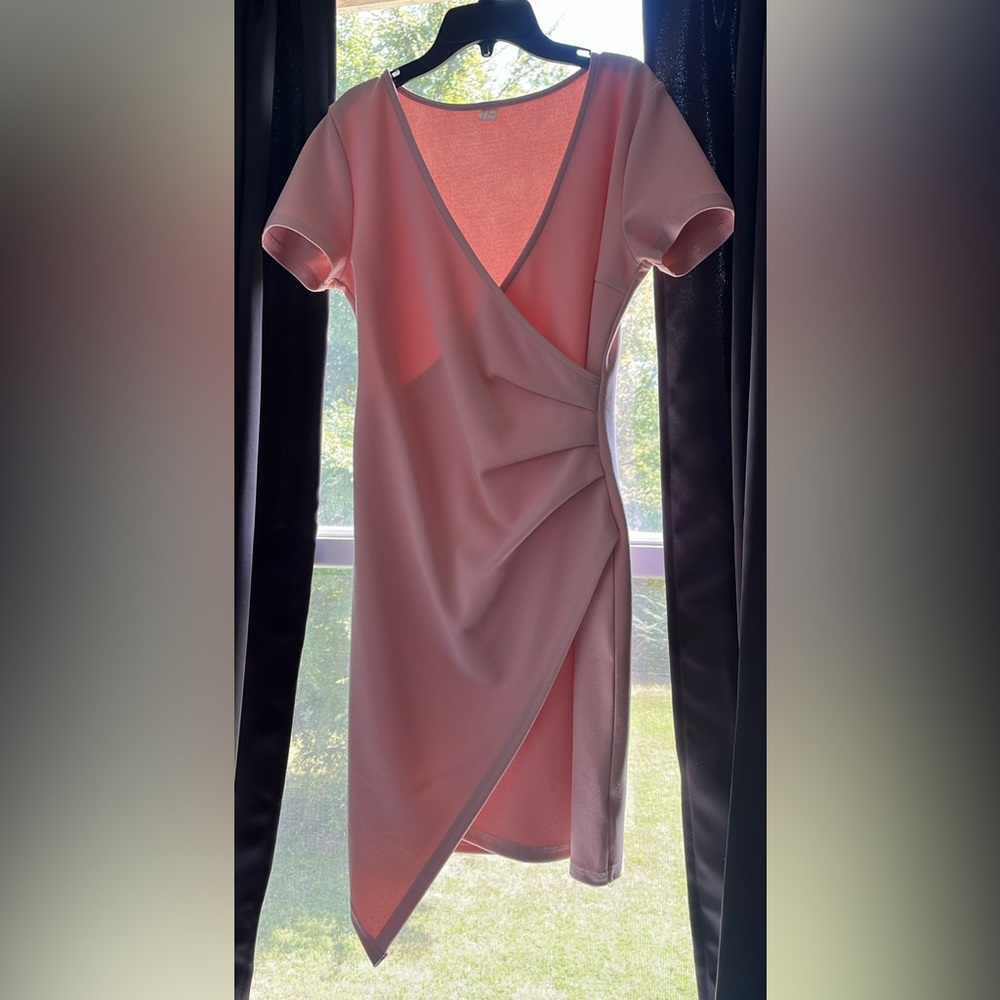 Elegant Pink Wrap Dress
